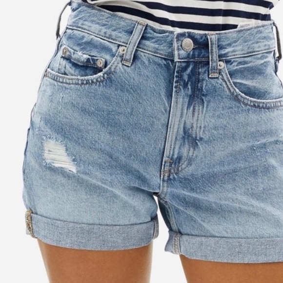 Everlane Pants - Everlane Blue The Denim Short Distressed Jean Shorts Women’s Size 29